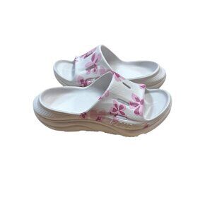 HOKA Vibrant Bloom Ora Slide 3 Sandals Pink White - Womens Size 7